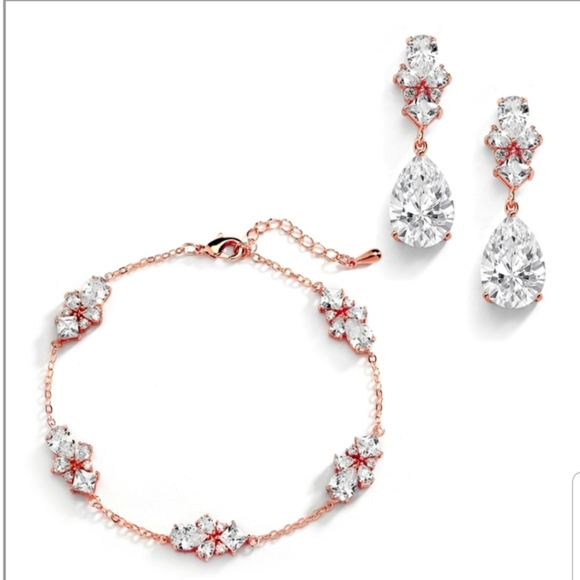 CZ, set in 14K Rose Gold, Bracelet & Earring Set